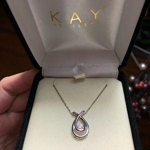 Kay jewelers Love’s embrace 1/8 carat diamond tear drop pendant sterling silver